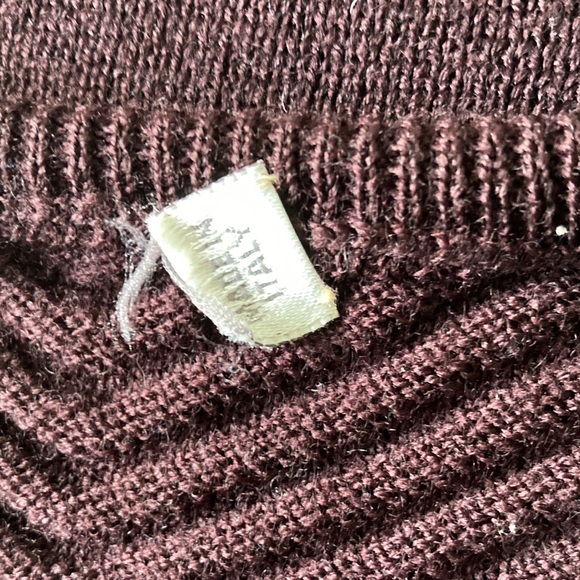 Vintage 80s plum knit wool crew neck sweater dolman sleeves made in Italy EVC - Picture 10 of 16